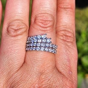 Tiered White Gemstone Fashion Band